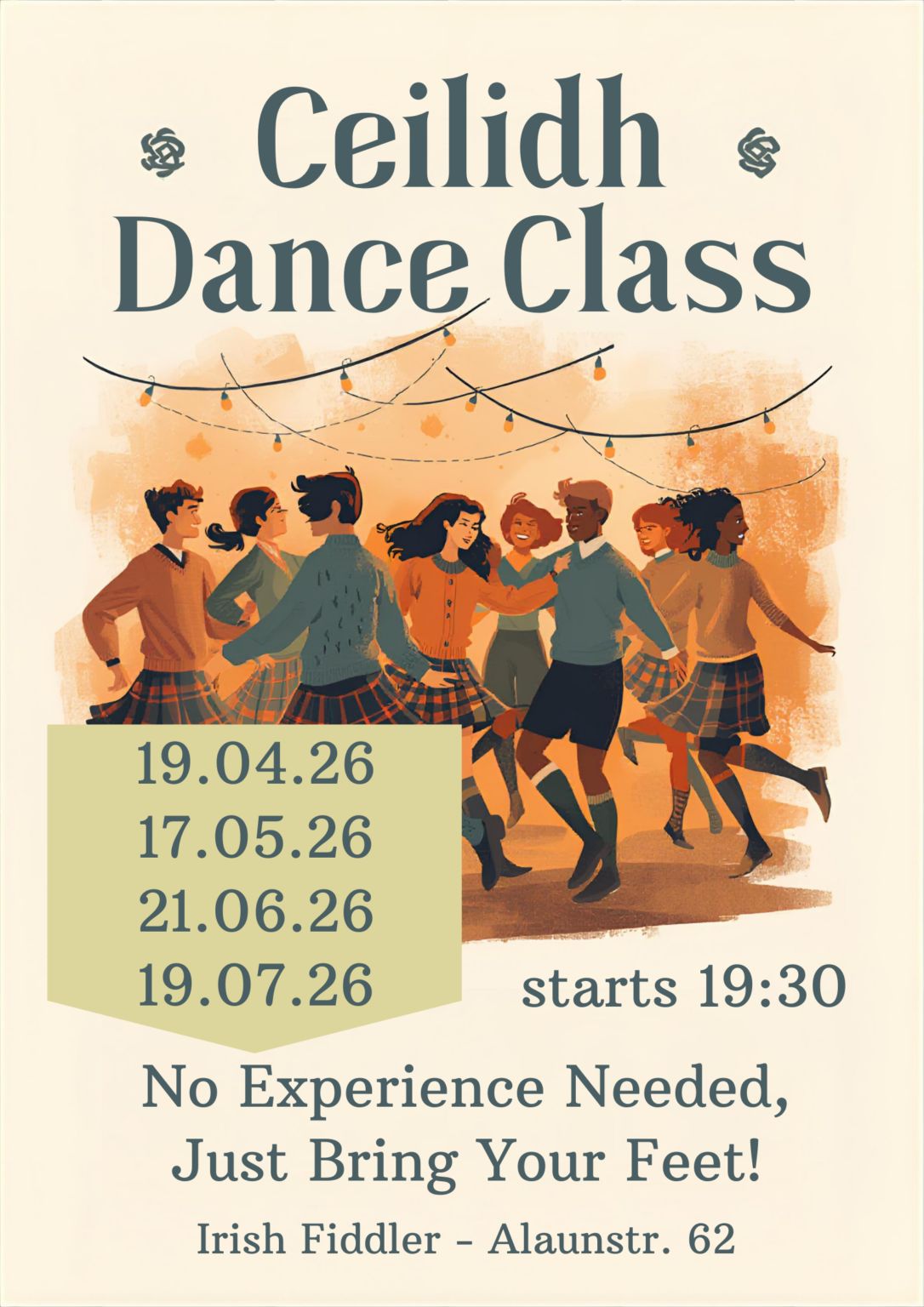 Ceilidh Dance Class im Irish Fiddler